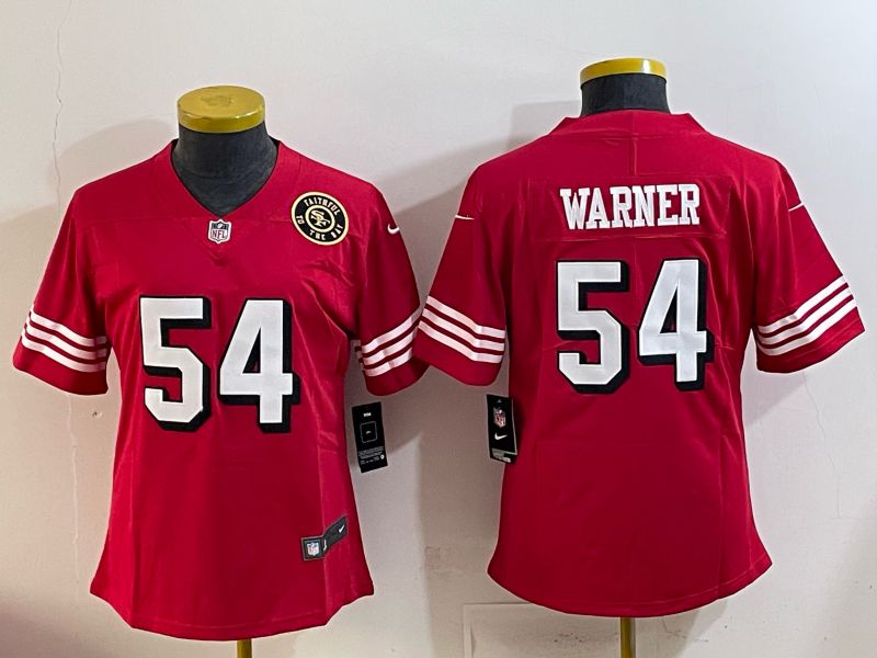 Youth 2025 San Francisco 49ers #54 Warner Red Nike Limited NFL Jersey style 004
